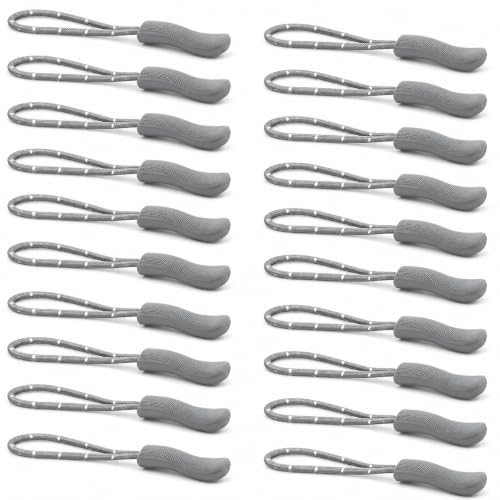 Image of Aqbah Zipper Pull Cord Replacement | Universal Zip Puller & Zip Slider Tabs for Bags, Backpacks, Jackets, Luggage, Purses, Handbags, Suitcases & Outdoor Gear (Grey)