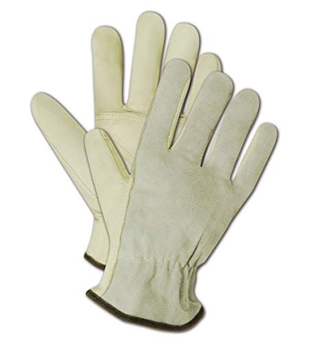 Magid Safety Roadmaster B6544E Glove | Unlined Grain Leather Driver Glove with Keystone Thumb - Economical Grade, Gunn Cut Pattern, XL, Tan (12 Pairs)