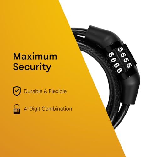 Image of Securo Advance Keyless Universal Combination Cable Chain Helmet Lock for Bike Cycle Bicycle Luggage Strong Steel Wire Number Password Lock for Travel Train Motorcycle Daily Security Use