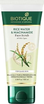 Biotique Rice Water & Niacinamide Deep Cleanse Gel Face Scrub for Smoother, Radiant and Brighter Skin|Glass Skin |Unclogs Pores|For Men & Women- 100ml