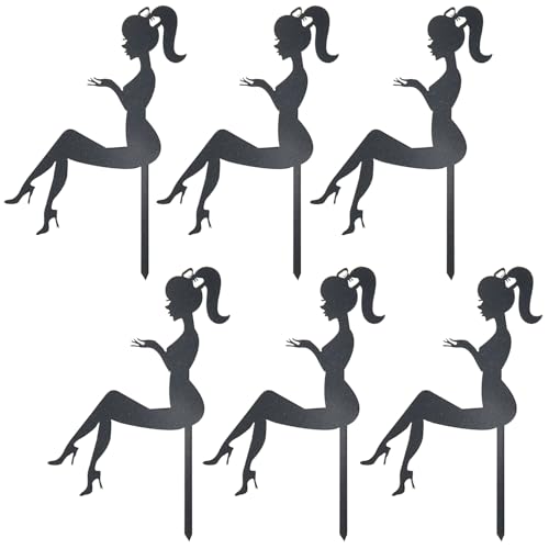 LUORNG 6PCS High Heel Shoe Cake Toppers Acrylic Decor Black