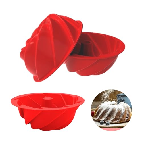 Qixuer 3 Pcs Silicone Fluted Cake Pans，Fluted Spiral Cake Mould Cake, Silicone Gugelhupf Baking Pan for Donut, Muffin, Cake, Cookie, Pudding Baking