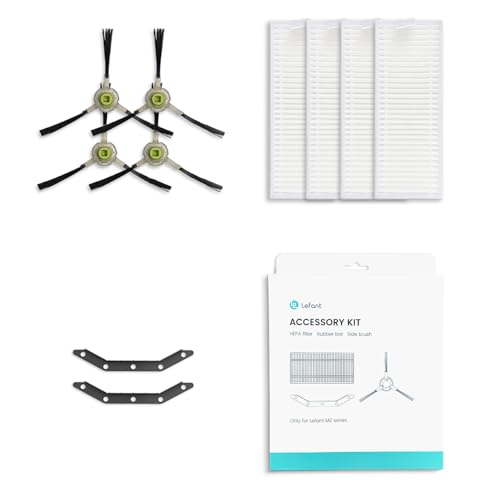LEFANT M210 Accessori per aspirapolvere robot, 4 spazzole laterali + 4 filtri ad alta efficienza + 2 raschiatori di aspirazione, Compatibile con M210,