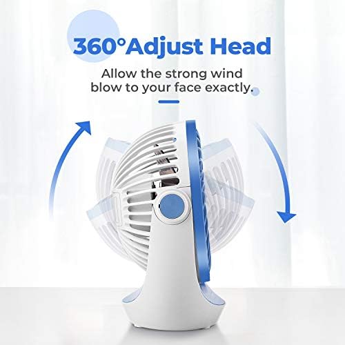 OCOOPA USB Fan, USB Desk Fan Table Fan with Strong Airflow & Quiet Operation, Portable Cooling Fan Speed Adjustable 360°Rotatable Head for Home Office Bedroom Table and Desktop (Blue)