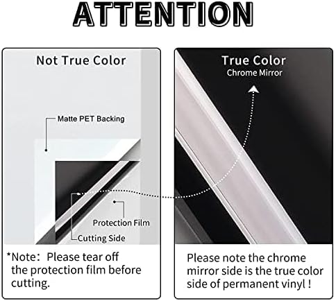 Miniatura 5 de Lya Vinyl Rollo de vinilo permanente de espejo cromado, vinilo autoadhesivo de PET negro de 12 x 8 pies para Cricut, Silhouette Cameo, rollo de