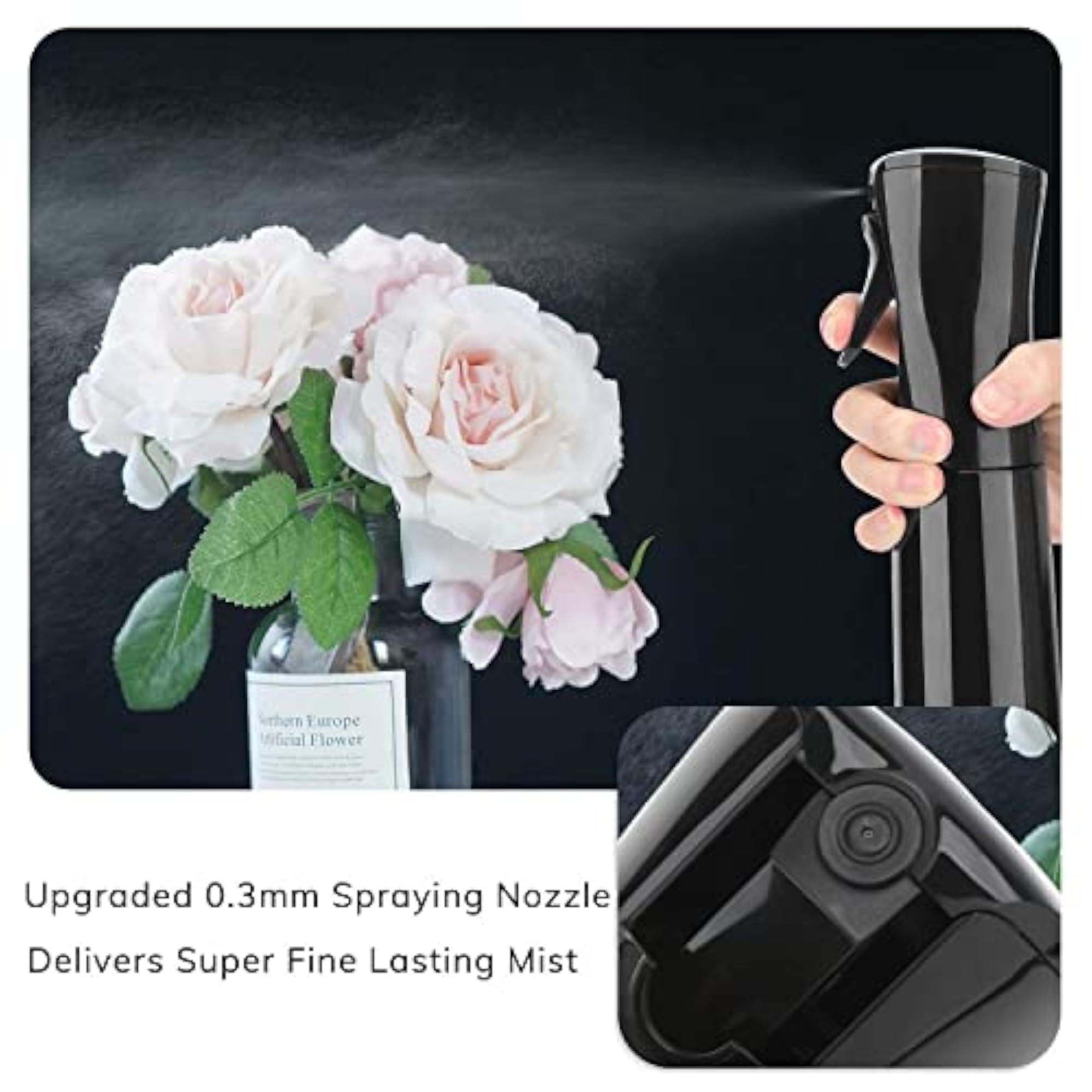 360ml Black Refillable Fine Mist Hair Spray Bottle