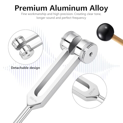 Image of HASTHIP 256Hz Tuning Fork, 21.5cm Aluminum Alloy Music Tuning Fork for Sound Healing, Instrument Tuning & Meditation Therapy, with Velvet Drawstring Storage Bag & Striker
