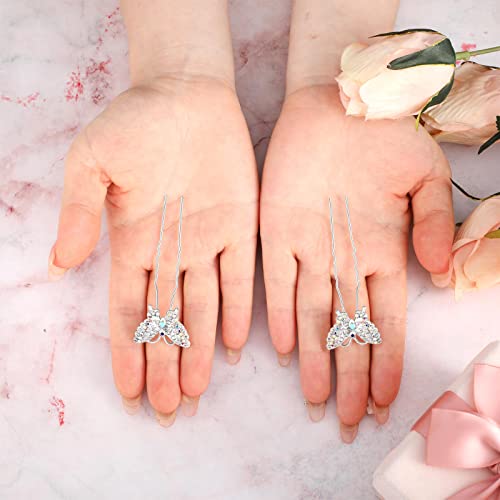 12 Pieces Butterfly Hair Pin Butterfly Hair Clips Crystal Pearl Hair Clips Bridal Wedding Hair Pins Bride Headwear Hair Accessories For Women Girls (Elegant Style) #TOP4