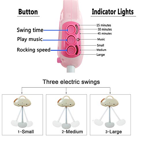 WBPINE Baby Swing Cradle, Automatic Baby Bassinets Swing Crib for Boys and Girls with Music (Pink)
