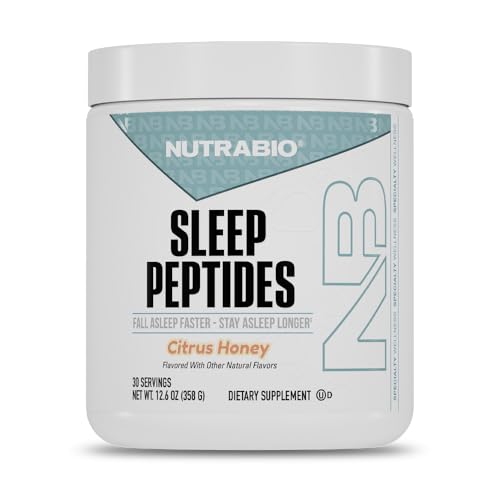 NutraBio Sleep Peptides- Sleep Drink Mix Supplement with Magnesium Sleep Powder and Melatonin Sleep Aid Drink- Citrus Honey- 30 Servings