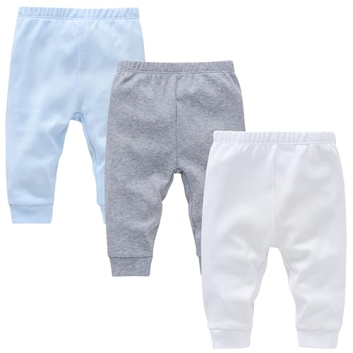 kavkas Infant and Toddler Active Pants Unisex Cotton Trousers Solid Color Baby Basic Jersey Leggings Boy Girl Bottoms