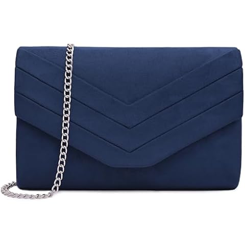Milisente Clutch Purse for Women, Suede Envelope Evening Purses Crossbody Shoulder Clutch Bag (Navy Blue) Cover