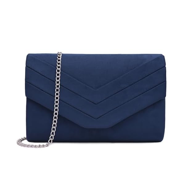 Milisente Clutch Purses for Women Velvet Envelope Evening Bags Classic Shoulder Clutch Purse (Navy)
