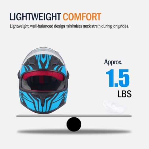 Image of Kids Motorcycle Helmet Full Face DOT Approved | Lightweight Child ATV Electric Dirt Bike Go-Kart Quad 4-Wheeler Mini Motorcycle Street Racing Helmet for Boy Girl Age 5-10