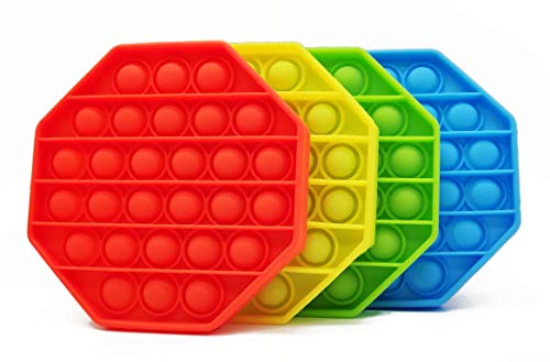 Musesland Pack of 4 Push Pop Bubble Fidget Sensory Toy, Silicone Squeeze Stress/Anxiety Relief Toy, Suitable for All Family Members