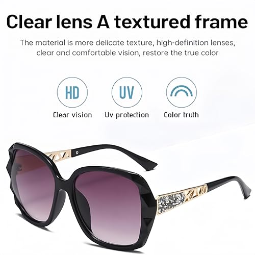 Ladies' Large Frame Polarized UV Resistant Classic Fashion Sunglasses With Black Frame and Gray Lenses4