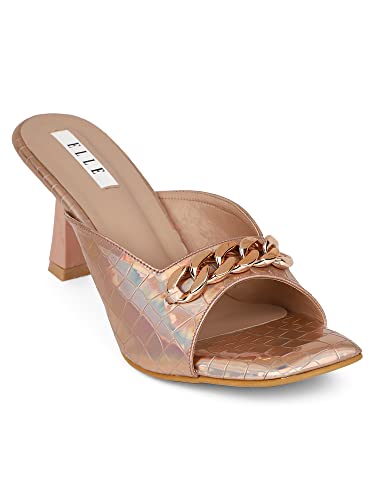 ELLE Womens Rose Gold-Toned Block Heel Sandals (B0BQFBYCGL) Amazon Price History, Amazon Price Tracker