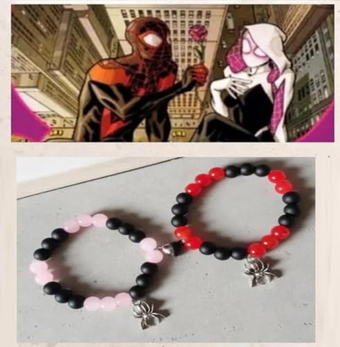 Image of Spiderman Kitty Magnetic Friendship Bracelets, Couple's Bracelets, Valentine's Day Gifts for BFF, BF, GF, Women, Men, Girls, Kids