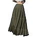 Linen Maxi Skirts for Women Trendy Drawstring Elastic Waist Modest Pleated Aline Skirt Cute Ruffled Boho Gauze Tiered Skirt Flowy Bohemian Modest Ruffled Midi Skirt Summer Clothes for Women Army Green