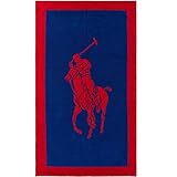 100% Baumwolle Ralph Lauren Badetuch Polo Jacquard, red-Navy