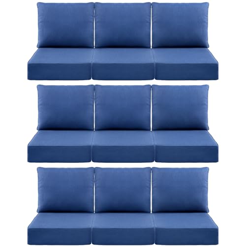Luxury 6" Outdoor Cushions 24x24x6 (Set of 9) - Blue