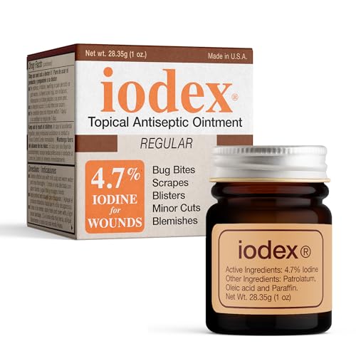BAAR Iodex Topical Healing Ointment 4.7% Iodine for Infection Prevention and Soothing Relief Perfect for Cuts Scrapes Wounds Bruises Minor Burns Bug Bites Rashes & More Made in the USA 1 oz