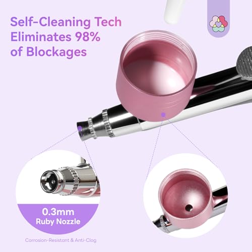 Image of SAVILAND Advanced Airbrush Gun: Zero Downtime Flawless Design Airbrush Kit Portable Airbrush Accessories 0.3mm Needles Nail AirBrush Machine for Painting Cake Decorating Barber Model Makeup Nail Art