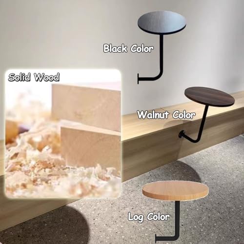 Modern Wall Mounted Bar Table - Round Floating Pub Tray, L-Type Small Coffee Desk for Beverage & Milk Tea Shops, Space-Saving Design, Quick Installation (Log, 15.7in)