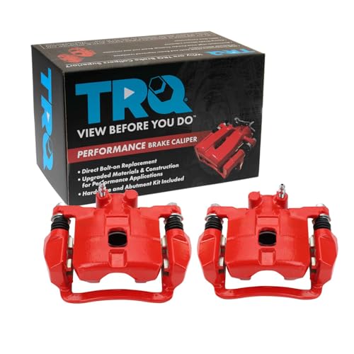 Image of TRQ Performance Rear Brake Caliper Set Painted Red Compatible with 2005-2006 Saab 9-2X 2004-2008 Subaru Forester 2004-2007 Impreza
