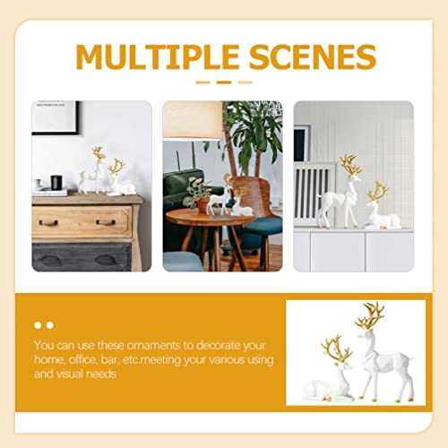 2 Peças Estátua De Alce Geométrica De Resina Nórdica Esculturas De Veados Sortudos Sentados E Em Pé