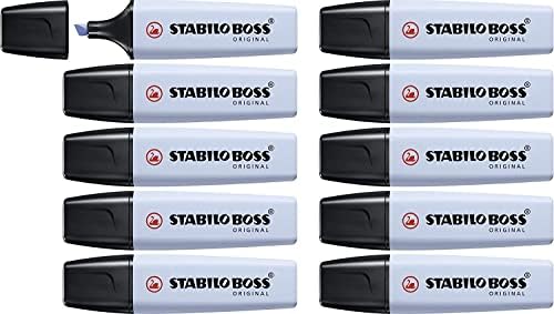 Highlighter - STABILO BOSS ORIGINAL Pastel - Pack of 4 - Mellow Coral Red, Cherry Blossom Pink, Cloudy Blue, Dash of Lime