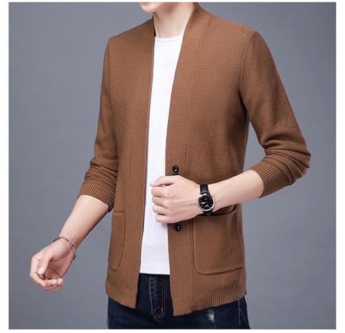 Mens Knitwear Solid Color Long Sleeved Pocket Knitted Cardigans, Men's Lightweight Wool Knit Casual Cardigan Sweater Thin4