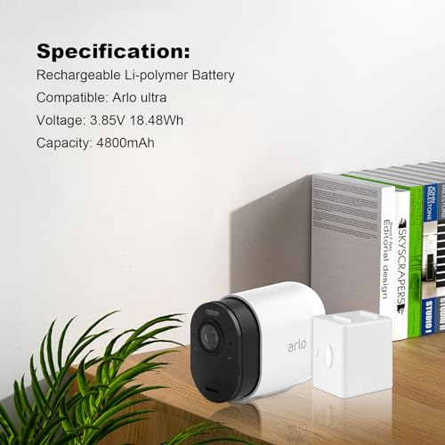 2 Pack Batteries for Arlo Ultra, Arlo Pro 3, Pro 5S 2K Camera and Arlo Pro 4, 3.85V 4800mAh Rechargeable Battery Replacement for Arlo Ultra 2, Arlo Pro 3, Arlo Pro 4 -VMA5400 (Not for Arlo Pro,Pro 2)