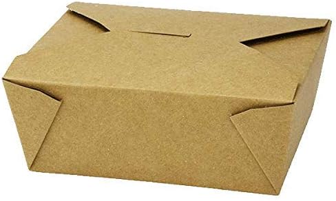 Disposable Kraft Paper Box To Go Containers - 25 Biodegradable Hot and Cold Take Out Food Containers - 172 x 141 x 65 mm - Leak Proof Design for Lunch On the Go, Party Leftovers, and Gift Boxes