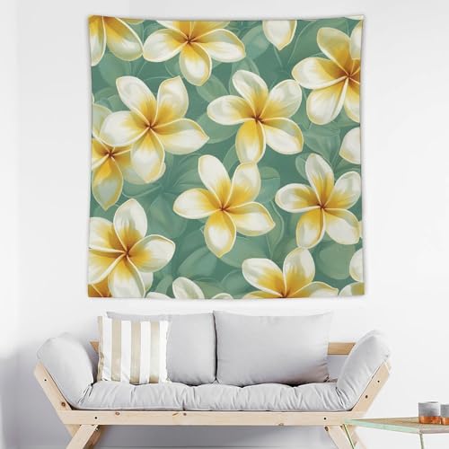Tapisserie murale plumeria blanc affiche esthetique de chambre