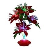 Festive Luminescent Poinsettia Centerpiece - Christmas Fiber Optic Floral Display