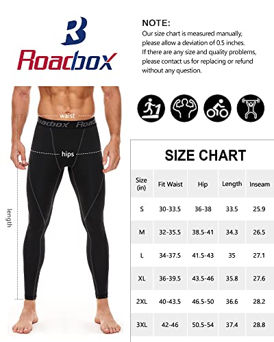 Roadbox Kompressionshose Herren, Lang Atmungsaktiv Sport Kompressionshose für Laufen Fitness Radfahren Yoga Basketball