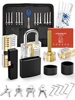 FAHEFANA 37-teiliges Lockpicking Set, [2026 Schwierigkeit Upgrade] Dietrich Set in Kreditkartengröße mit 4 Transparente Schlösser, Anleitung zum Schlossöffnen für Anfänger und Profis