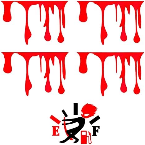 4Pcs Red Blood Stickers Flowing Bloody Horror Funny Decals for Car, Car Headlights Window Halloween Theme Bleeding Decals, with 1Pcs High Gas Consumption Decal, 5Pcs Car Stickers