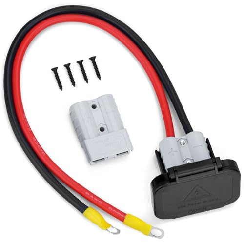 1 Pair 50 A Battery Quick Connect Disconnect Connector, 8AWG 1.64ft Grey Power Connector Plug, 600 V...