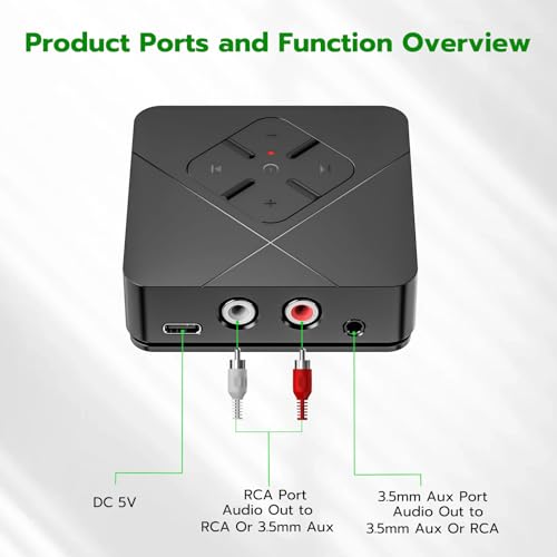 Image of Ultrbeka 2026 Bluetooth 6.0 Receiver for Home Stereo with 3.5mm /RCA, Bluetooth Adapter for Stereo Receiver, Amplifier, Speaker, HiFi