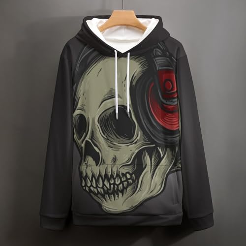 Sweats à capuche manche longue hoody sweatshirt pull noir squelette UMENG