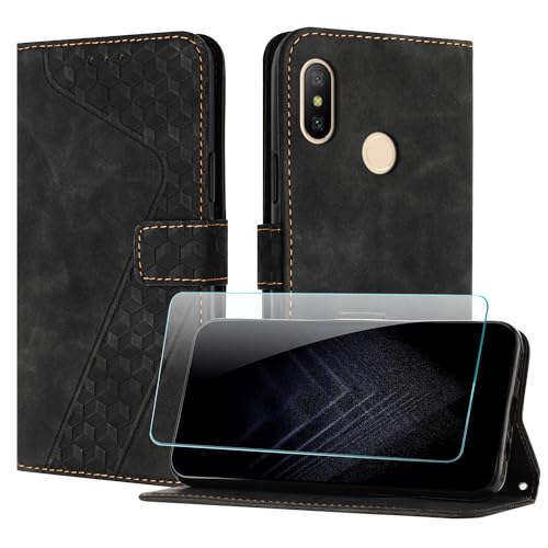 JayModCase Funda para Xiaomi Redmi 6 Pro/mi A2 Lite, PU Piel Flip Carcasa con [Xiaomi A2 Lite Protector de Pantalla] Cierre magnético Soporte Plegable Tarjetas y Cartera (Negro)