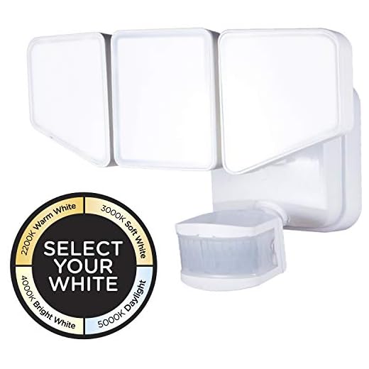 Enbrighten 2-in-1 LED Flood Light Outdoor, Security Light, 3100 Lumens, 3 Adjustable, 2200K-5000K, Motion Sensor Outdoor Light, White, 3 Head, Perfect for Driveway, Patio, Garage, and More, 40939