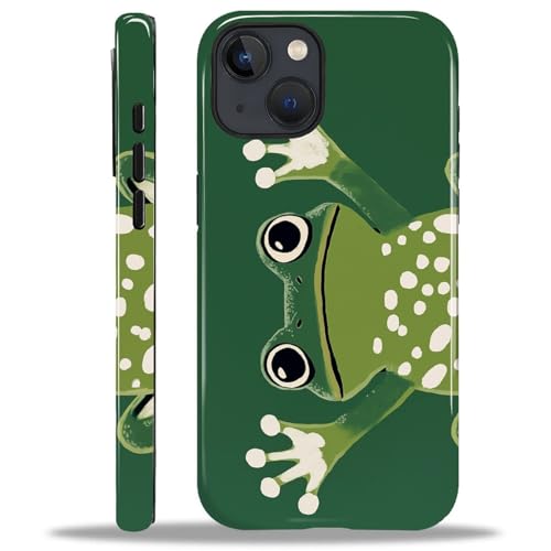 ANLUN STORE Case for iPhone 15 Plus, Hybrid Dual Protection Soft TPU + Hard PC Shockproof Cover Anti-Scratch & Slim Protective for Men Women Case Frog Green Cute Amphibian Animal Design