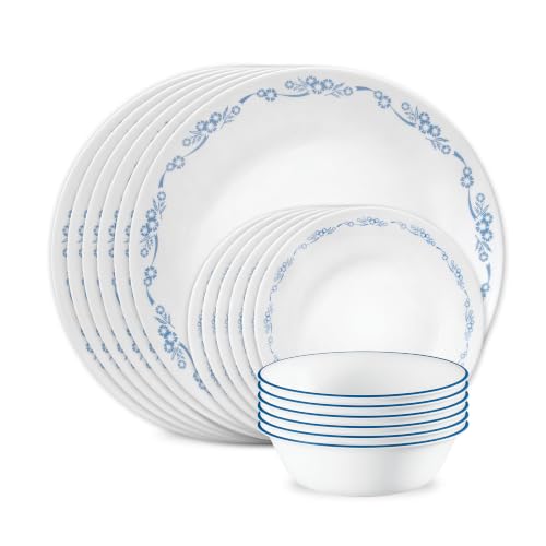 Image of Corelle Cornflower Blue 18-Piece Round Dinnerware Set, Service for 6