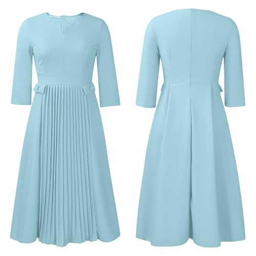 Image of Wear to Work Midi Dress for Women Business Casual A-line Dress Elegance Church Outfits
