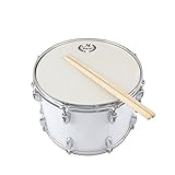 14in Marching Drum Stainless Steel Maple Wood Body PVC Drumhead with Sticks Shoulder Strap Key for Student Professional Drummer Band Playing Clear Resonant Sound Easy Tuning