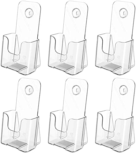 MaxGear 6 Pack Acrylic Brochure Holder, Trifold 4 inches Wide Pamphlet Holder Plastic Brochure Holder Wall Mount Clear Countertop Organizer Literature Holders Flyer Holder Plastic Display Stand