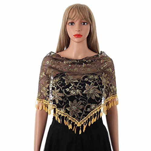 Wedding Lightweight Church Veils Lace Scarf Tassel Veils for Church Bridal Mass Tulle Wrap Mantilla Veils for Women4